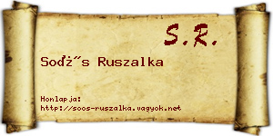 Soós Ruszalka névjegykártya